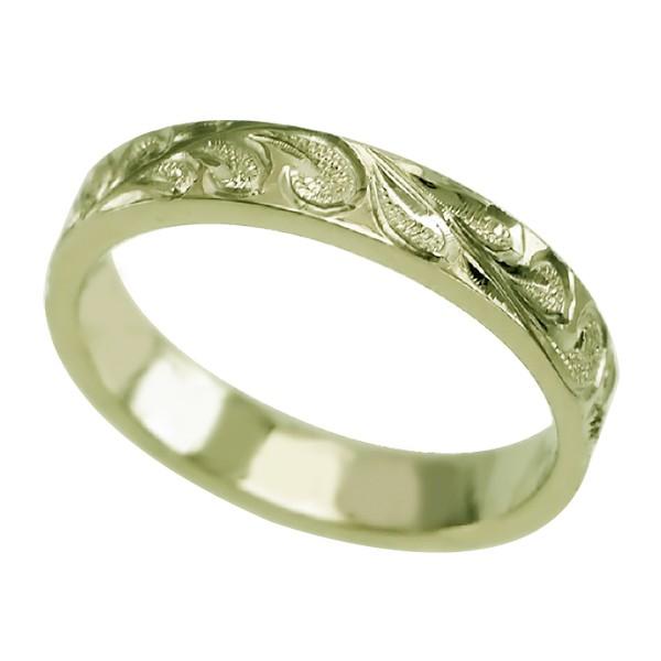 ハワイアンジュエリー リング 指輪 結婚指輪 オーダーメイド お手軽な1.0mm厚 幅4mm 14k グリーンゴールド フラットリングの画像