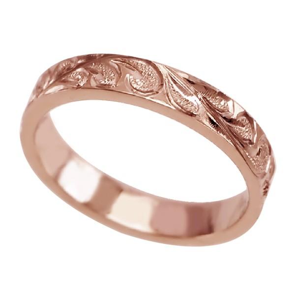 ハワイアンジュエリー リング 指輪 結婚指輪 オーダーメイド 基本の1.25mm厚 幅4mm 14k ピンクゴールド フラットリングの画像