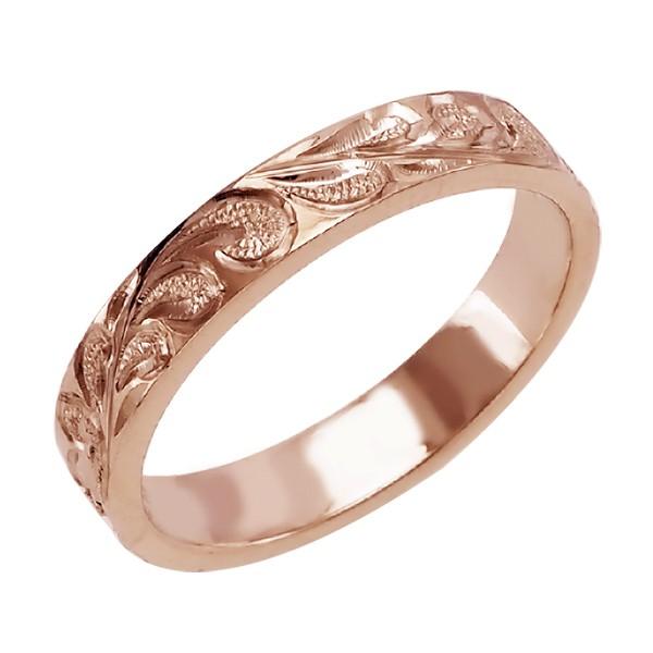 ハワイアンジュエリー リング 指輪 結婚指輪 オーダーメイド 基本の1.25mm厚 幅4mm 14k ピンクゴールド フラットリングの画像