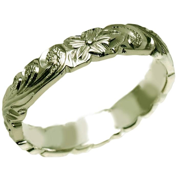 ハワイアンジュエリー リング 指輪 結婚指輪 オーダーメイド お手軽な1.25mm厚 幅4mm 14k グリーンゴールド バレルリングの画像