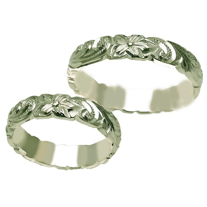 ハワイアンジュエリー リング 指輪 結婚指輪 オーダーメイド お手軽な1.25mm厚 幅4mm 14k グリーンゴールド バレルリングの画像
