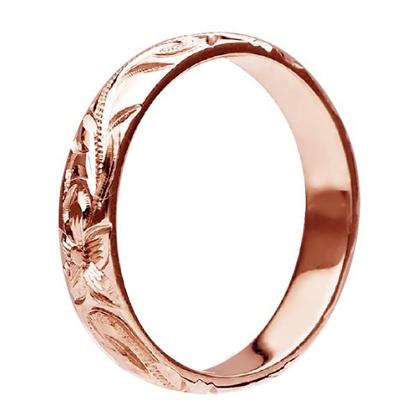 ハワイアンジュエリー リング 指輪 結婚指輪 オーダーメイド お手軽な1.25mm厚 幅4mm 14k ピンクゴールド バレルリングの画像