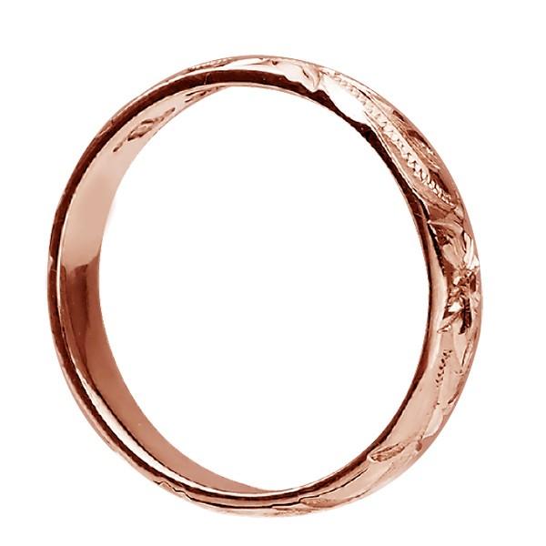 ハワイアンジュエリー リング 指輪 結婚指輪 オーダーメイド お手軽な1.25mm厚 幅4mm 14k ピンクゴールド バレルリングの画像