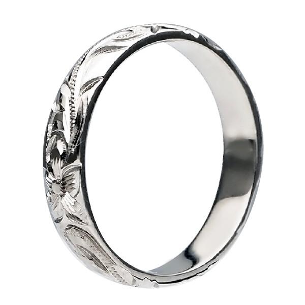 ハワイアンジュエリー リング 指輪 結婚指輪 オーダーメイド お手軽な1.25mm厚 幅4mm 14k ホワイトゴールド バレルリングの画像