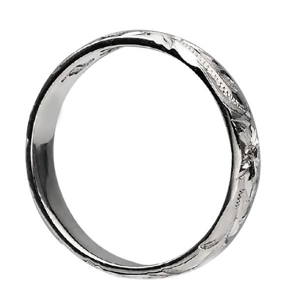 ハワイアンジュエリー リング 指輪 結婚指輪 オーダーメイド お手軽な1.25mm厚 幅4mm 14k ホワイトゴールド バレルリングの画像