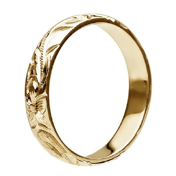 ハワイアンジュエリー リング 指輪 結婚指輪 オーダーメイド お手軽な1.25mm厚 幅4mm 14k イエローゴールド バレルリングの画像