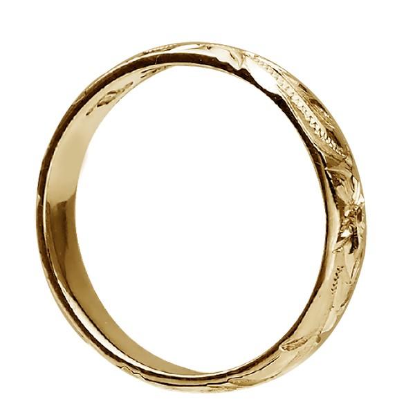 ハワイアンジュエリー リング 指輪 結婚指輪 オーダーメイド お手軽な1.25mm厚 幅4mm 14k イエローゴールド バレルリングの画像