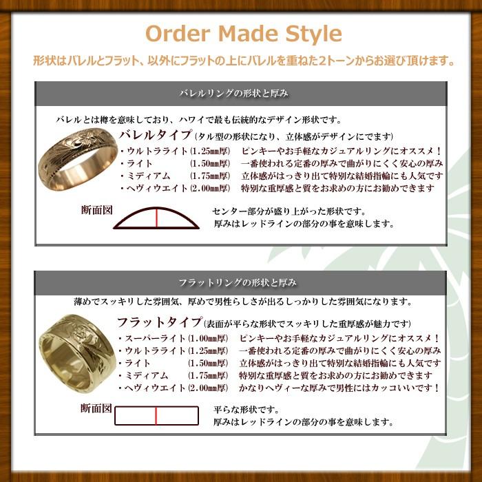 ハワイアンジュエリー リング 指輪 結婚指輪 オーダーメイド お手軽な1.25mm厚 幅4mm 14k ピンクゴールド バレルリングの画像