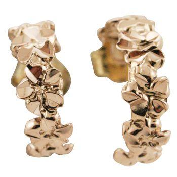 ハワイアンジュエリー ピアス 14K プルメリア フープタイプ ピアス 選べるゴールドカラー ハワイ製の画像