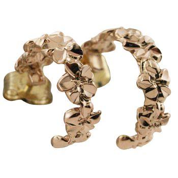 ハワイアンジュエリー ピアス 14K プルメリア フープタイプ ピアス 選べるゴールドカラー ハワイ製の画像