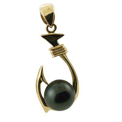 タヒチアンパール 黒真珠 ランクＡＡＡ １４ｋフィッシュフックブラックパールトップの画像