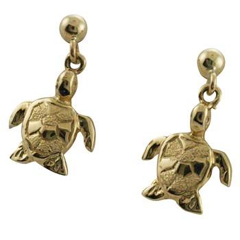 ハワイアンジュエリー ピアス 14K ゴールド 揺れる リアル ホヌ ピアス ハワイ製