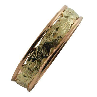 ハワイアンジュエリー リング 指輪 14k ゴールド 透かし 2トーン スクロールリング ハワイ製の画像