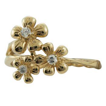 ハワイアンジュエリー リング 指輪 14k ゴールド ダイヤモンド プルメリアリング ハワイ製の画像