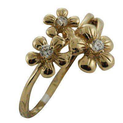 ハワイアンジュエリー リング 指輪 14k ゴールド ダイヤモンド プルメリアリング ハワイ製の画像