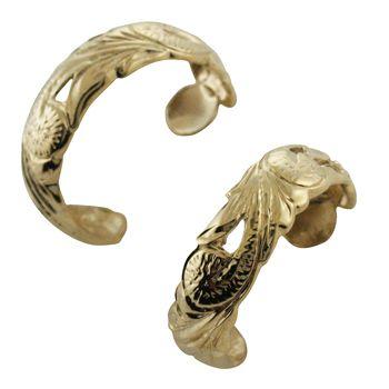 ハワイアンジュエリー ピアス 14K ゴールド 透かし カットアウト スクロール ピアス ハワイ製の画像