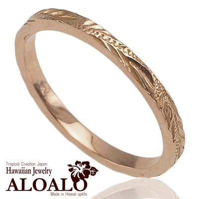 14K PG USサイズ5.5 ハワイアンジュエリー スクロールリング ハワイアンジュエリー リング 指輪 14k ゴールド ハワイアンスクロール