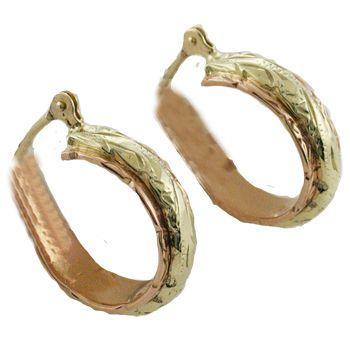 ハワイアンジュエリー ピアス 14K 2トーン ゴールド スクロール 