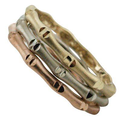 ハワイアンジュエリー リング 指輪 14k ゴールド トライカラー バンブーリング バンブーデザイン ハワイ製の画像
