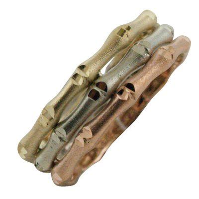 ハワイアンジュエリー リング 指輪 14k ゴールド トライカラー バンブーリング バンブーデザイン ハワイ製の画像