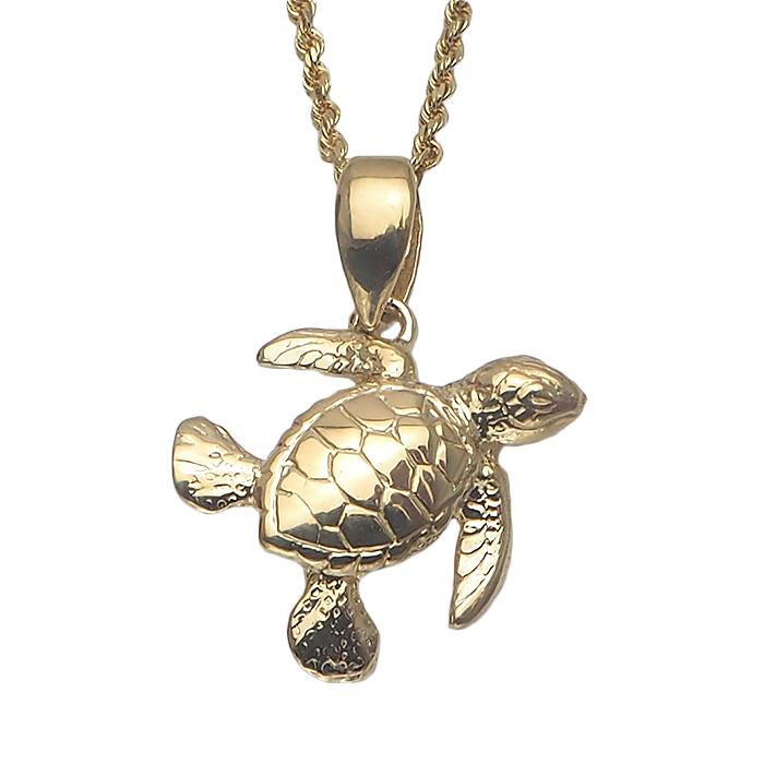 ハワイアンジュエリー 14Kペンダントトップ リアルホヌトップ  