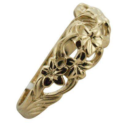 ハワイアンジュエリー リング 指輪 14k ゴールド プルメリア ウェーブデザイン 透かしリング ハワイ製の画像