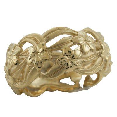 ハワイアンジュエリー リング 指輪 14k ゴールド プルメリア ウェーブデザイン 透かしリング ハワイ製