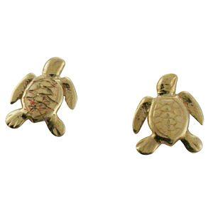 ハワイアンジュエリー ピアス 14K ゴールド ミニ リアル ホヌ ピアス ハワイ製 ウミガメの画像