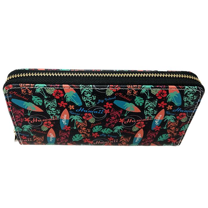 ハンドメイド 長財布 ホヌとハイビスカス ハンドメイド 長財布 ホヌとハイビスカス レザージー/leather-g