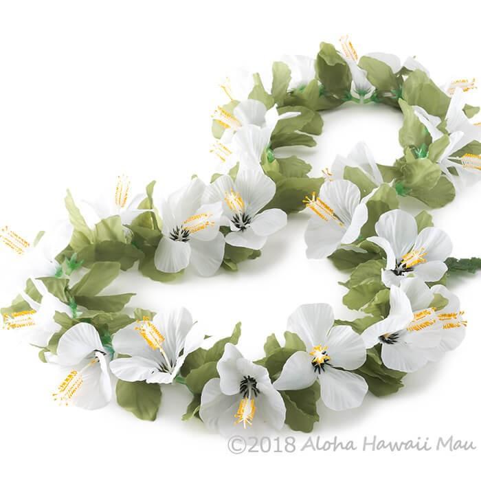 Sale開催中 フラダンス レイ スモールハイビスカスレイ ホワイト ハワイアン フラ ホイケ ハワイ 発表会 インテリア 造花 花 首飾り フラダンス衣装 白 Cisama Sc Gov Br