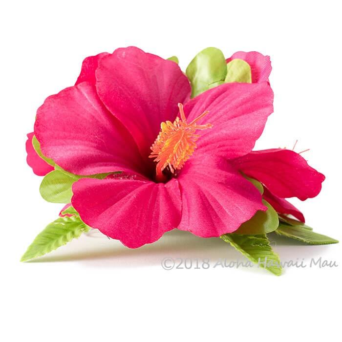 フラダンス 髪飾り ハイビスカス ローズ ヘアクリップ 中古 ホットピンク フラワー フラ 発表会 成人式 卒業式 ハワイ イベント 和装 ウクレレ