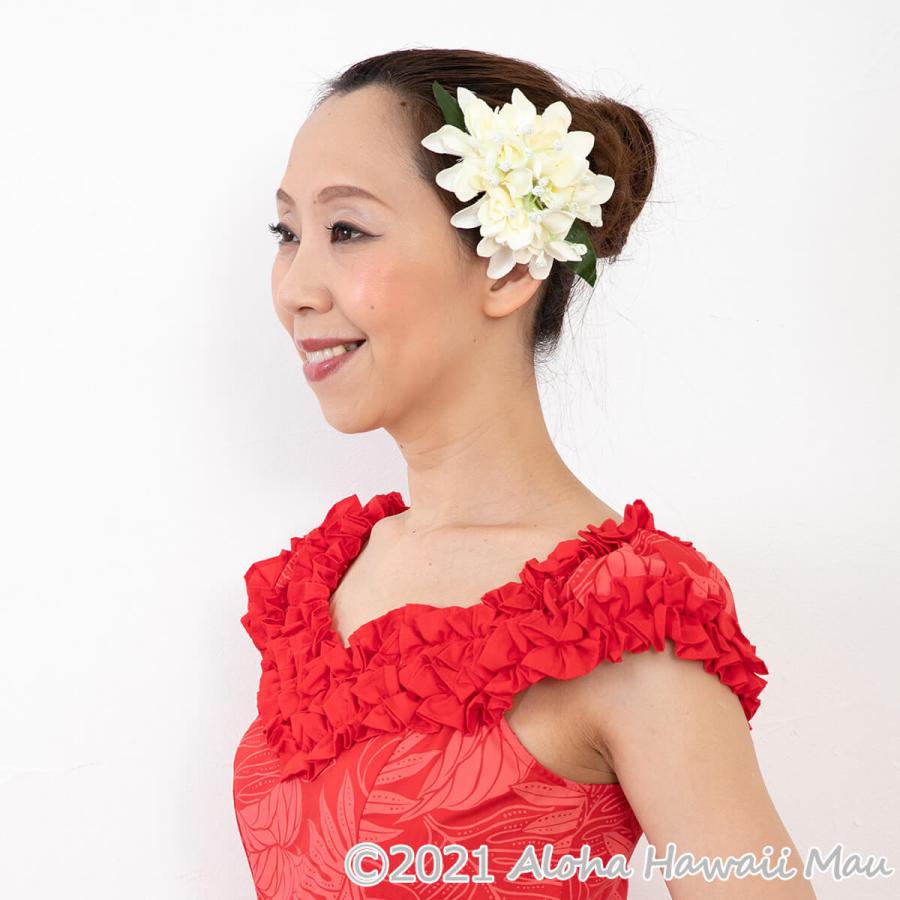 フラダンス 髪飾り チューブローズ ブロッサム クリーム ヘアクリップ