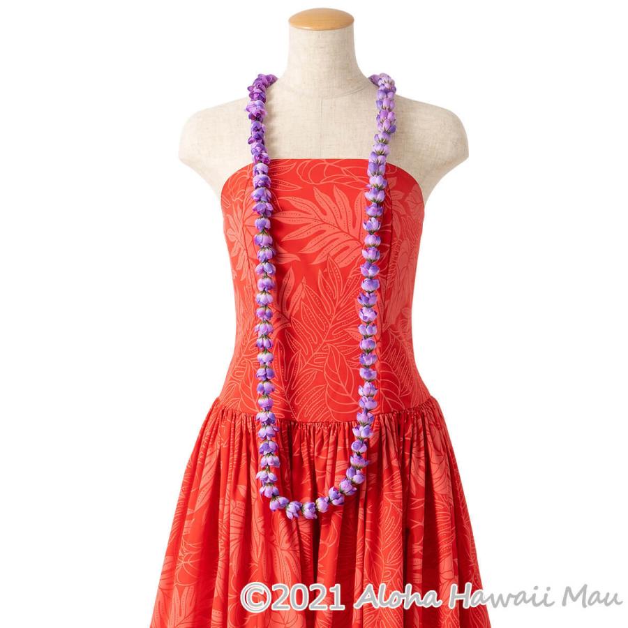 フラダンス レイ ローズバッド ロング パープル ハワイ フラ ホイケ