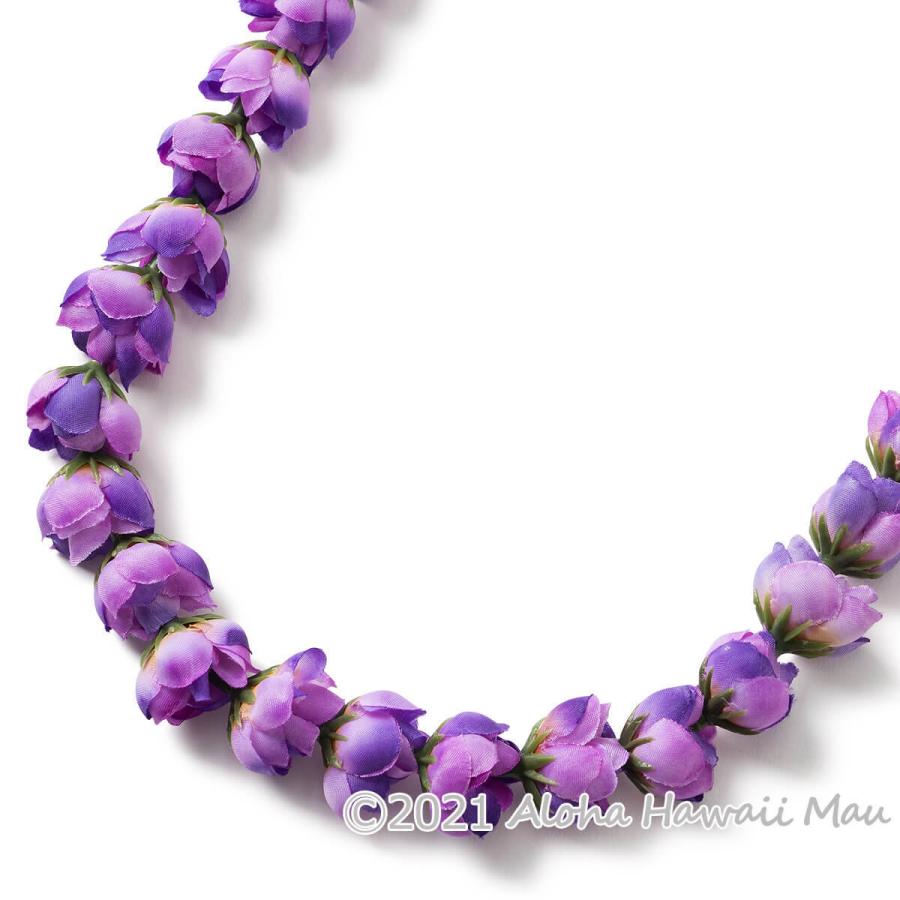 フラダンス レイ ローズバッド ロング パープル ハワイ フラ ホイケ