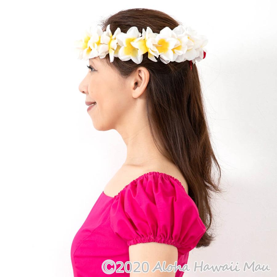 フラダンス レイ プルメリア プナ ヘッドバンド ホワイト