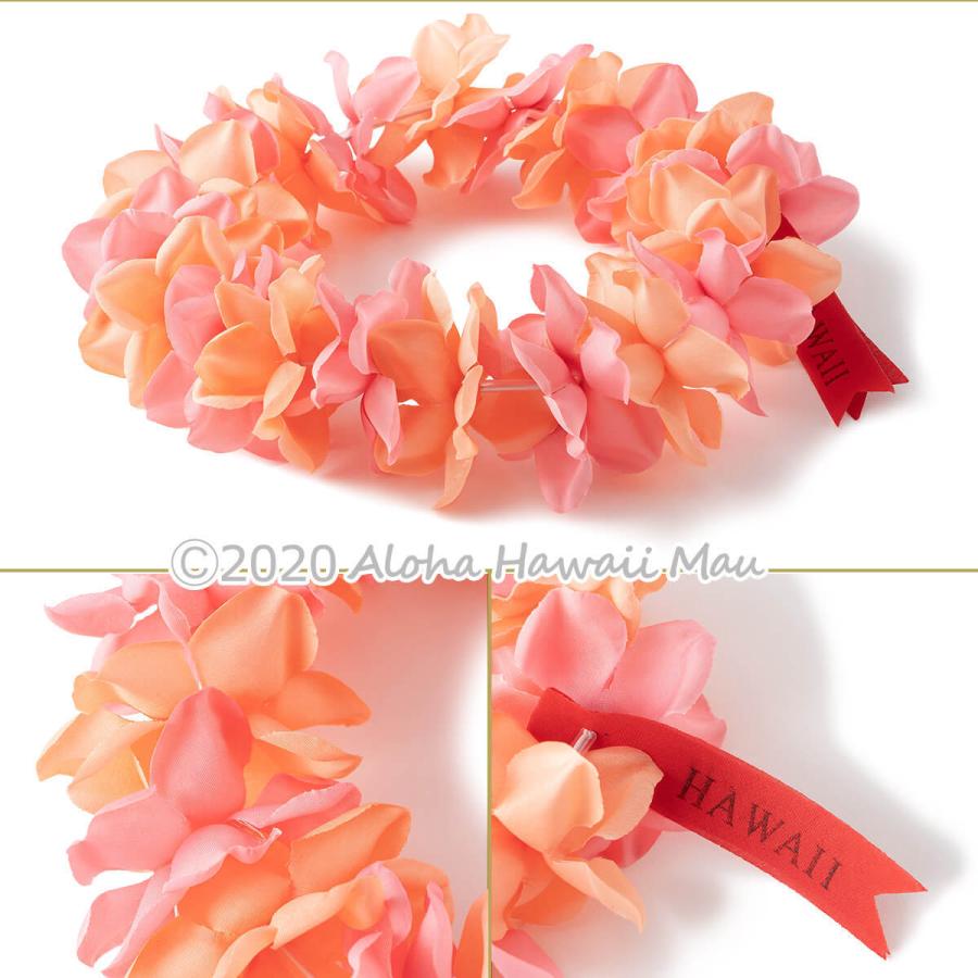 フラダンス レイ プルメリア プナ ヘッドバンド ピーチピンク