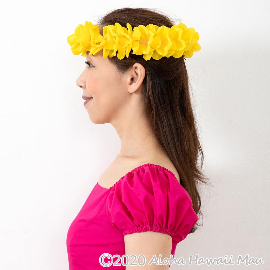 定期入れの フラダンス レイ プルメリア プナ ヘッドバンド イエロー ハワイアン フラ ハワイ 発表会 造花 花冠 黄色 フラダンス衣装 ポー ポォ Materialworldblog Com