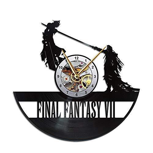 7時計 Ff7 ファイナルファンタジー インテリア時計 ファイナルファンタジー ファイナルファンタジー ビニールレコード壁時計 Vii 装飾 Aroundthetime アイスブルーショップのaroundthetime F