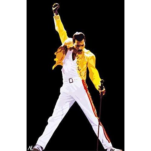 NLopezArt Freddie Mercury Queen Pop Art Illustration - Rock and Roll Music Icon Home Decor in Poster Print or Canvas (Poster 24x36 inches)