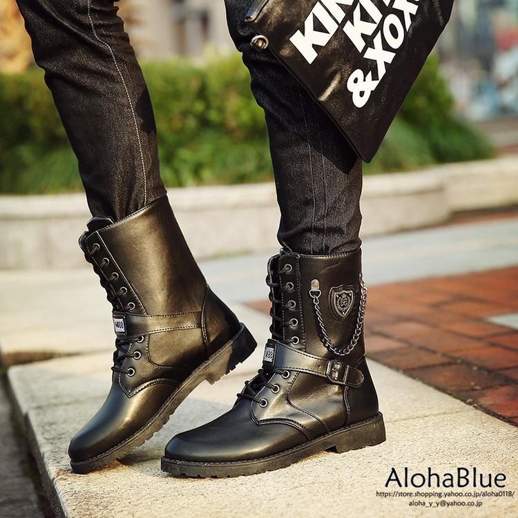 エンジニアブーツ メンズ エンジニア ブーツ ショートブーツ 革靴 皮靴 紳士靴 ブラック カジュアルシューズ Puレザー ベルト付き A Alohablue 通販 Yahoo ショッピング