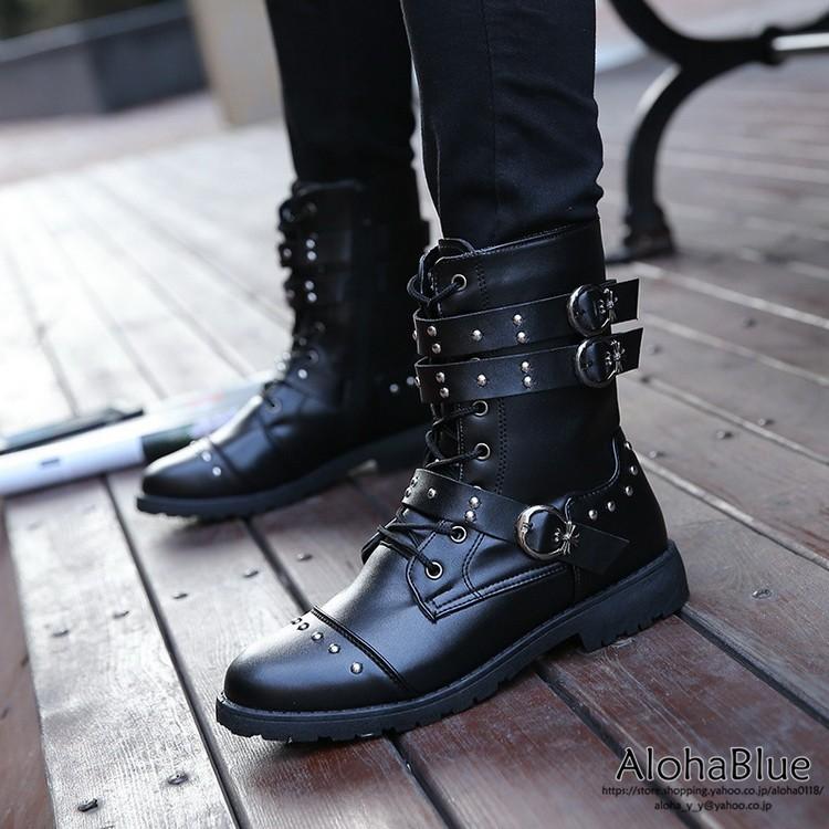 エンジニアブーツ メンズ 裏起毛 ショートブーツ エンジニア ブーツ 革靴 皮靴 紳士靴 カジュアルシューズ ブラック A Alohablue 通販 Yahoo ショッピング