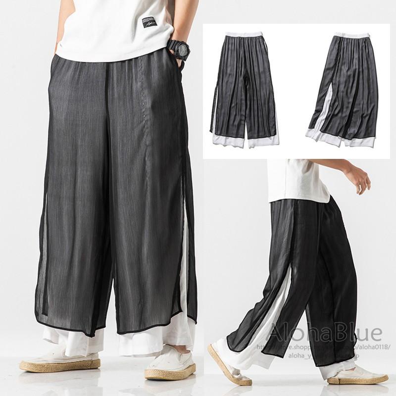 ワイドパンツ メンズ 涼しいズボン 麻パンツ リネンパンツ サルエルパンツ ゆったり 40代 50代 中華風 夏 B Alohablue 通販 Yahoo ショッピング