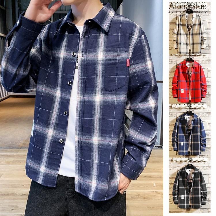 シャツ ネルシャツ チェックシャツ カジュアルシャツ 長袖 チェック柄シャツ トップス メンズ 21 秋服 秋物 新作 B0056 Alohablue 通販 Yahoo ショッピング