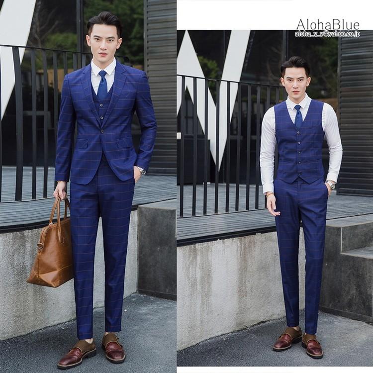 3ピーススーツ メンズ スリム ビジネススーツ 結婚式 おしゃれ スリーピース スリーピー 1つボタン ネイビー スーツ セットアップ 春 夏 C Alohablue 通販 Yahoo ショッピング