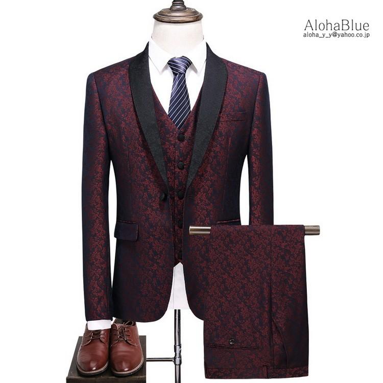 売り切れ必至 メンズ スリーピース 3ピーススーツ セットアップ スーツ スリーピー 結婚式 ステージ 衣装 パーティ ジャガード 1つボタン 細身 安い購入 Reservas Hoteisrio Com Br