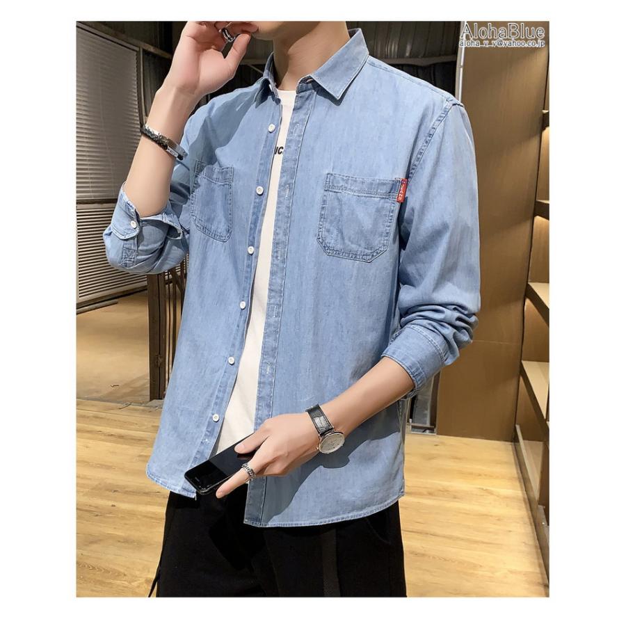 ダンガリーシャツ メンズ カジュアルシャツ トップス 長袖 ダンガリー シャツ 薄いデニム 細身 10代 代 30代 ファッション C0719 Alohablue 通販 Yahoo ショッピング