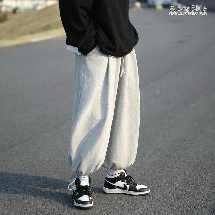 ルーズパンツ メンズ スウェットパンツ ワイドパンツ イージーパンツ ボトムス アンクル丈 スエット 部屋着 裾に紐付き D Alohablue 通販 Yahoo ショッピング