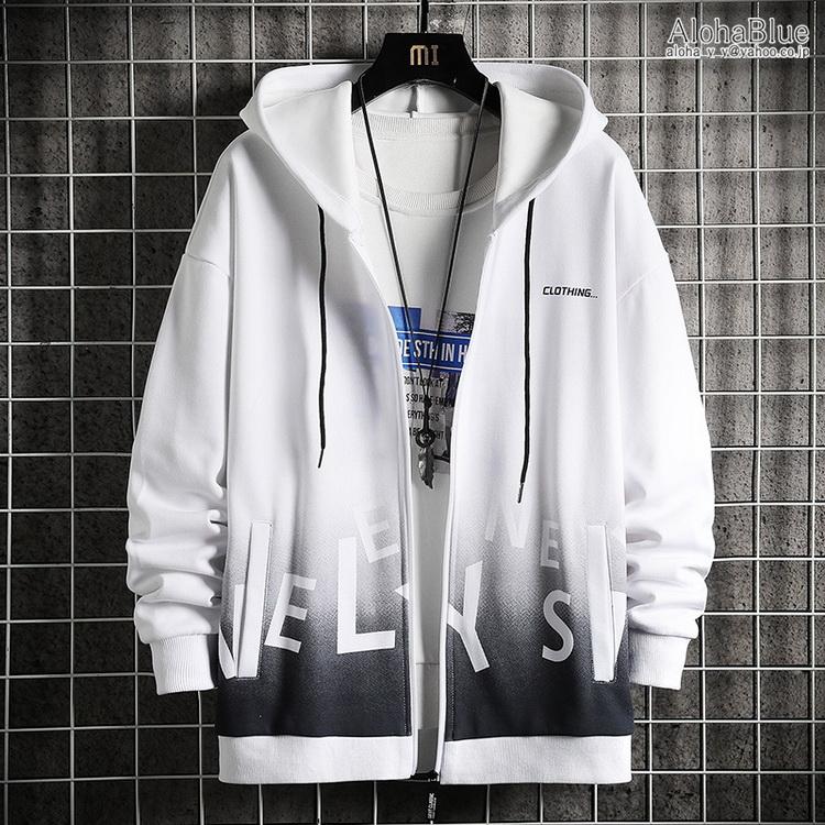 ジップアップパーカー メンズ パーカー 秋服 秋物 トップス きれいめ ロゴ 長袖 グラデーション 21 秋冬 新作 D0309 Alohablue 通販 Yahoo ショッピング