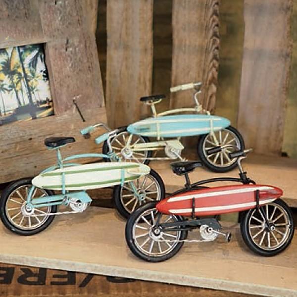 ビーチクルーザー（サーフボード付） ハワイアン レトロ ヴィンテージ ノスタルジック ライトブルー 雑貨 ミニチュアカー インテリア
