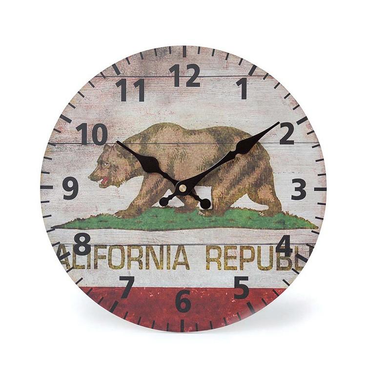 置き時計 置時計 テーブル クロック カリフォルニア フラッグ（州旗） オールド風 ヴィンテージ風 ベアー 熊 西海岸 ハワイアン インテリア